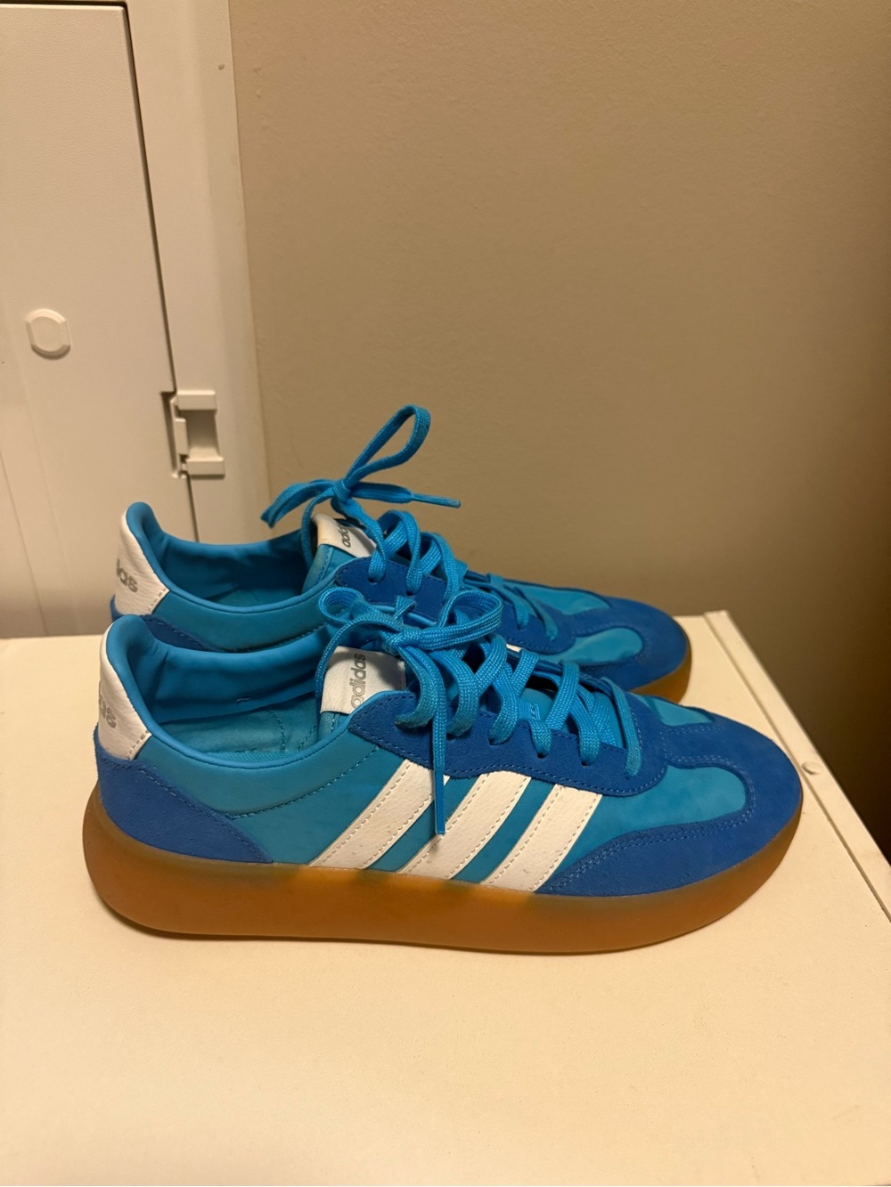 adidas Blue and White Women's Gazelle sneakers
